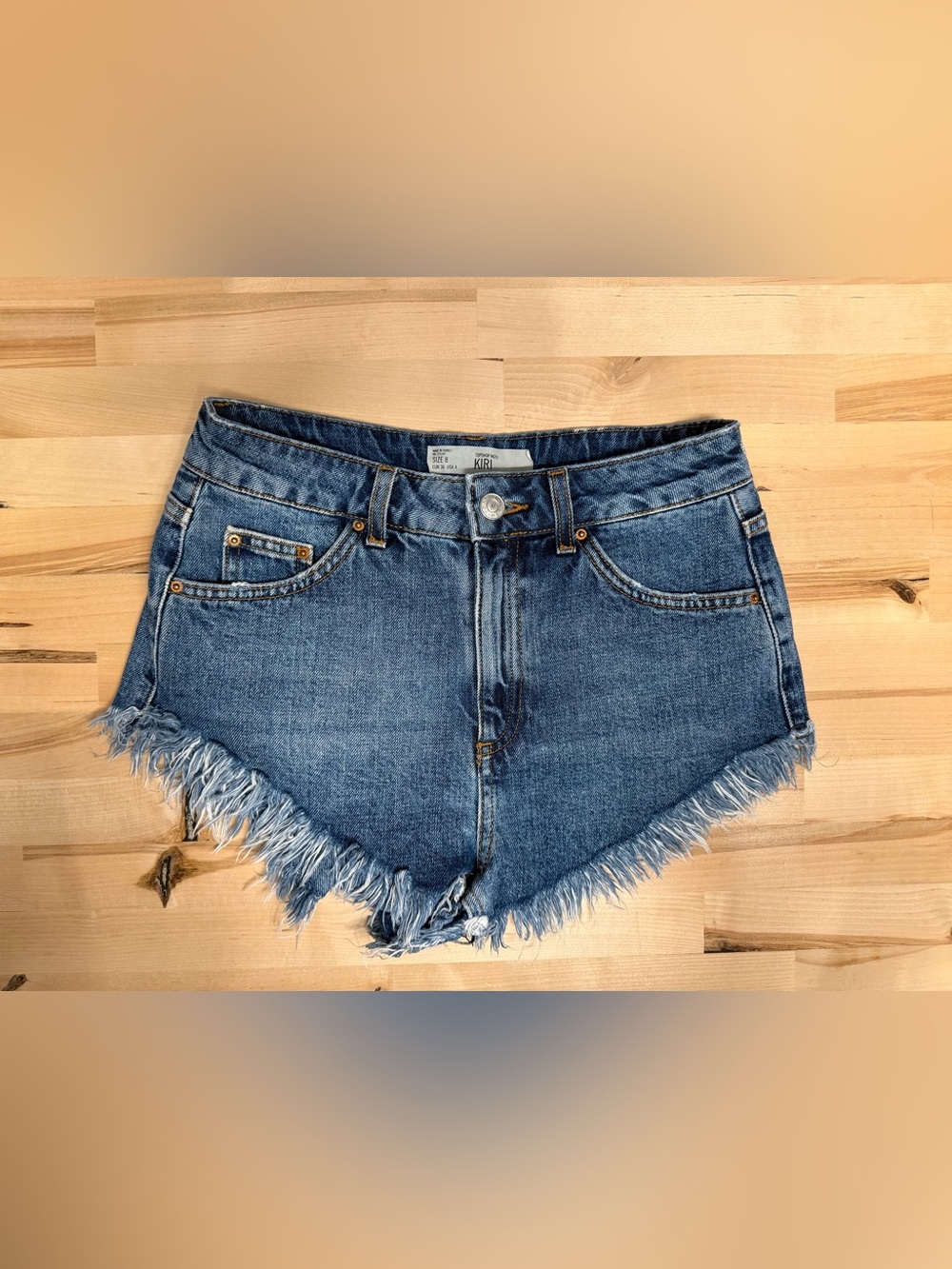 Topshop Kiri High-Rise Frayed Hem Denim Shorts